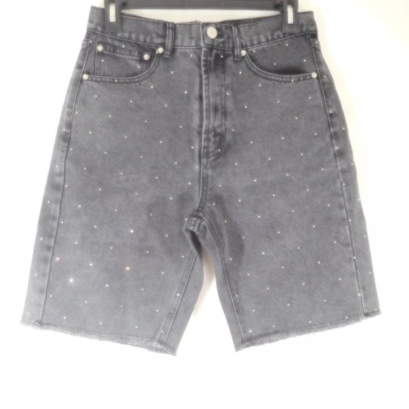 New Generation Love WOMEN Shorts Jeans Denim S SMALL Washed Black Freya Crystal - Picture 2 of 6